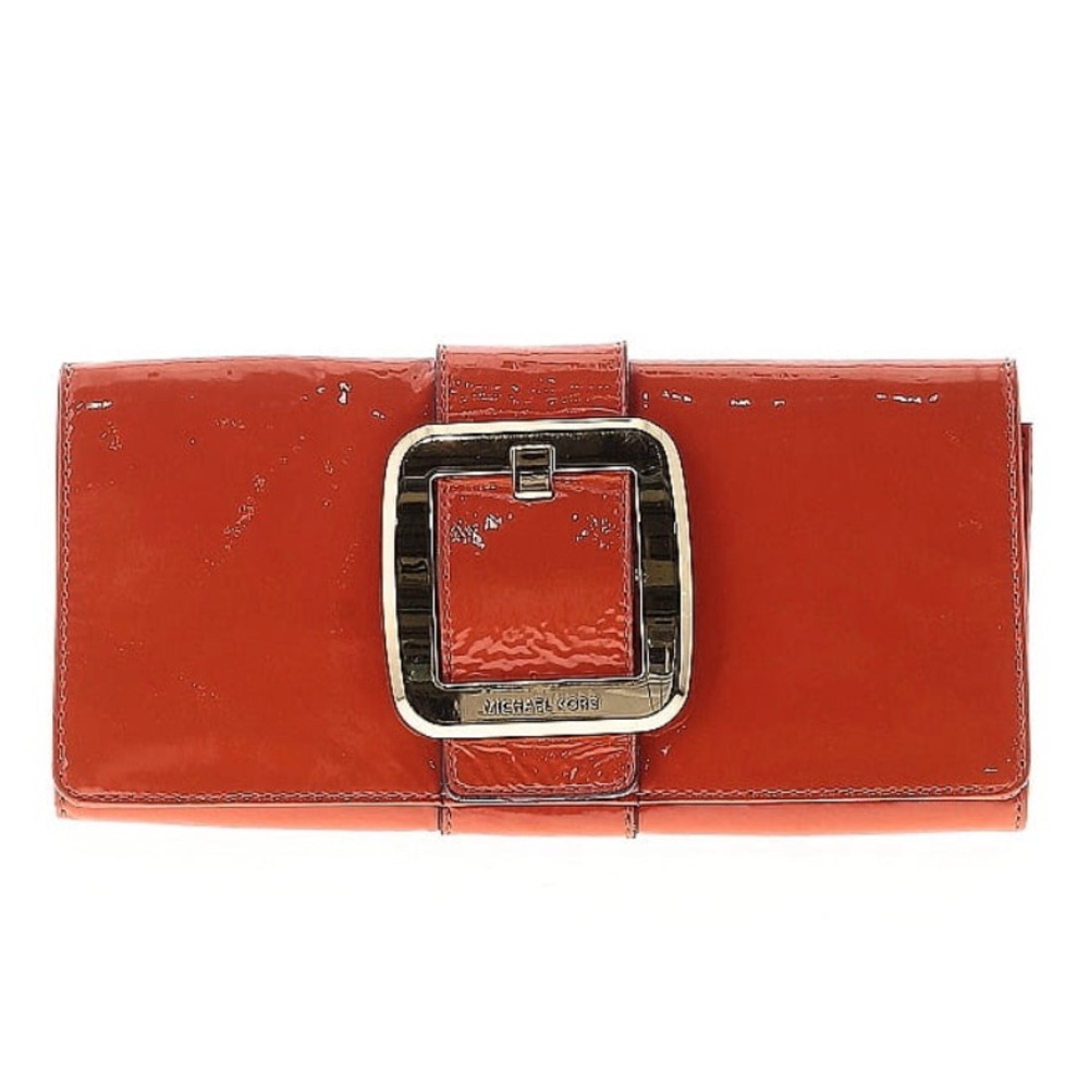 MICHAEL Michael Kors Sutton Persimmon Orange & Gold Clutch